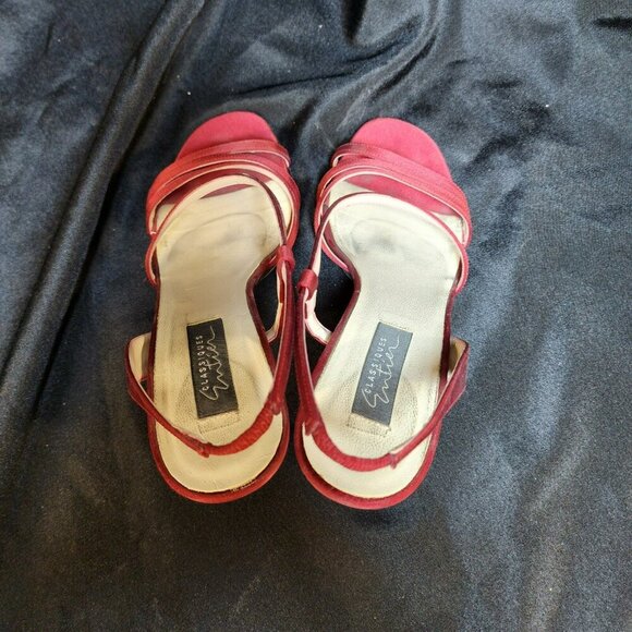 Classiques Entier Red Strappy Heels Size 8B | Italian Leather 8 Inch Dress Sanda - Picture 8 of 8